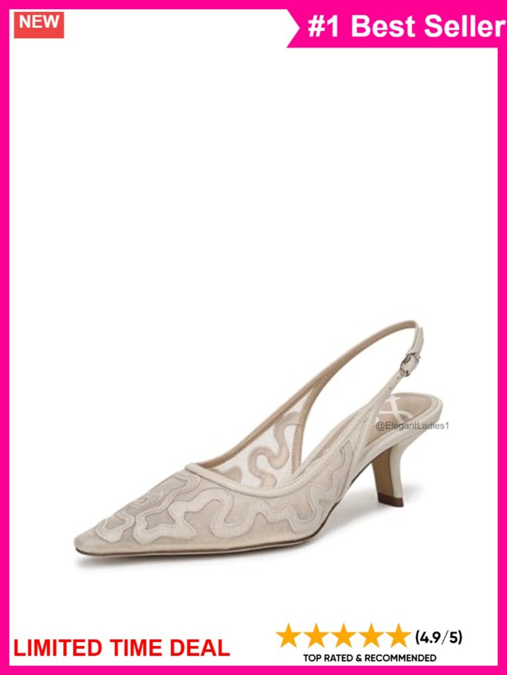 Sam Edelman Bianka Slingback Kitten Heel Pump Pointed Toe Buckle Women's